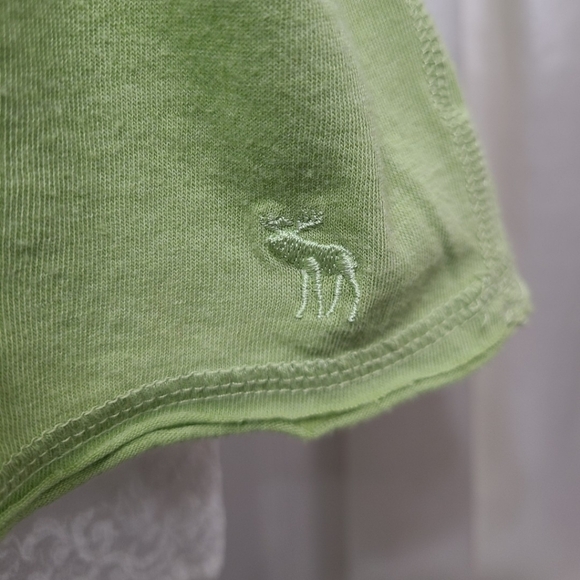 ♡ Y2K ♡ Abercrombie & Fitch Lace Trim Green Babydoll Tank with Leaf Waist Tie - Picture 8 of 9